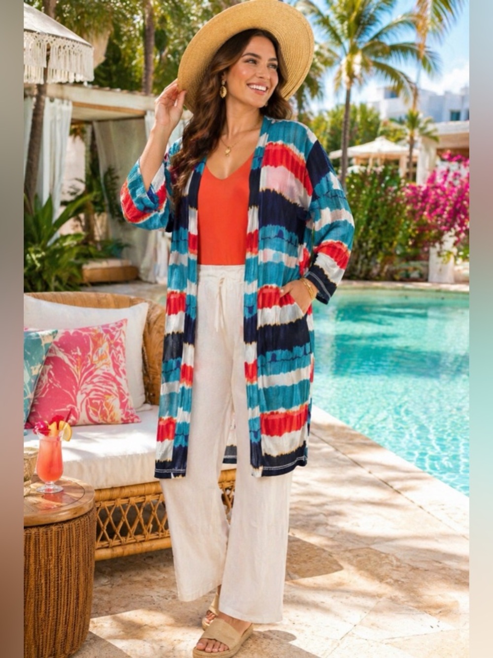 PTP 22 Colourful Striped Open Cardigan
